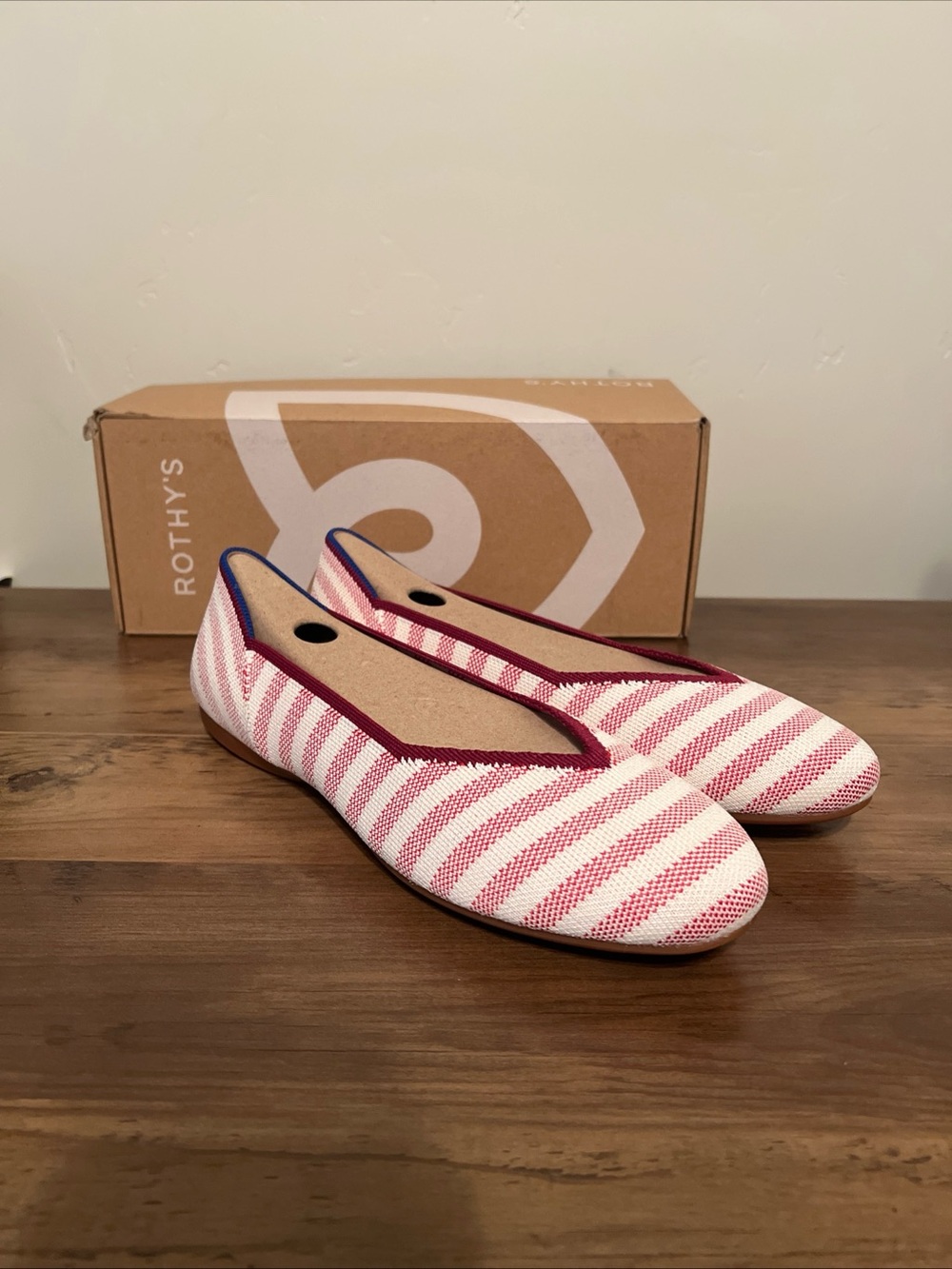 Rothy's The Daily Flat Women's Coral Cabana Striped Slip-On Flats